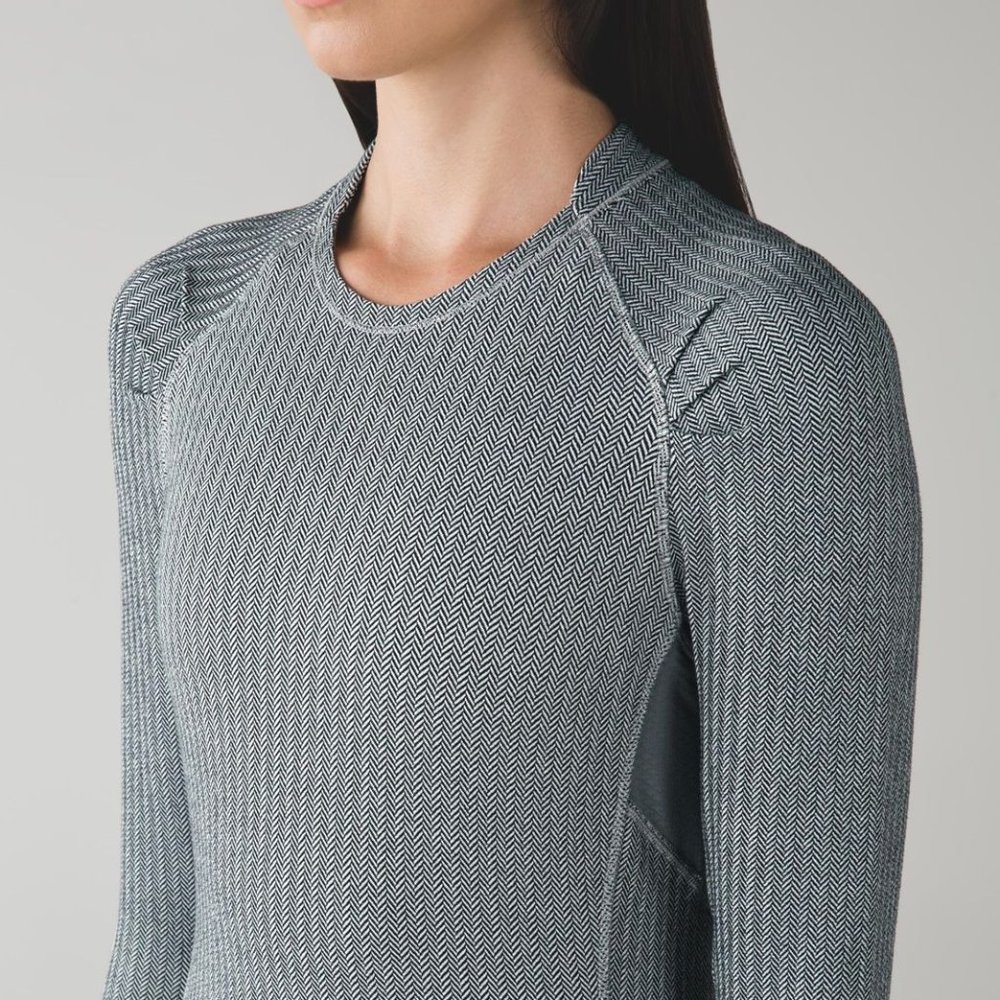 Lululemon Think Fast Long Sleeve Heathered Herringbone Size 6